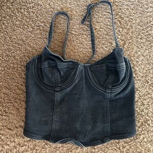 DKNY Black Denim Crop Top
